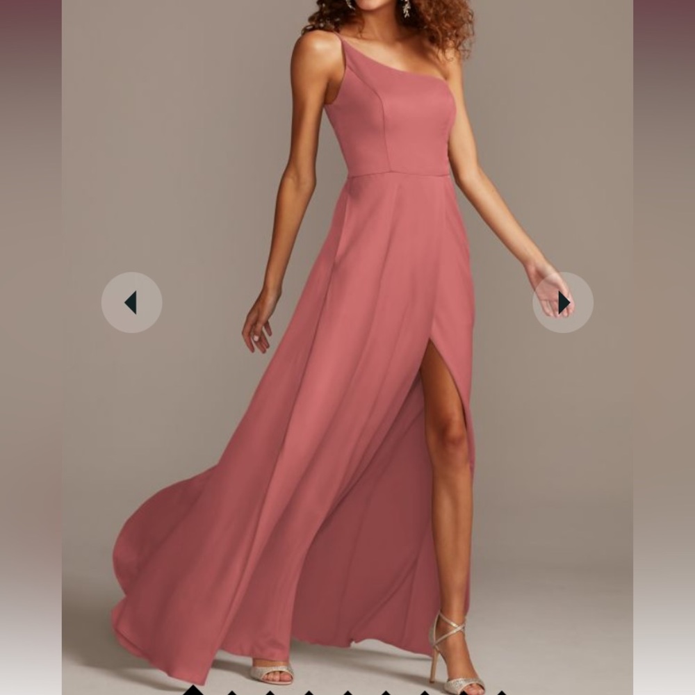 NWT Pink Crepe-back Satin One-shoulder Dress